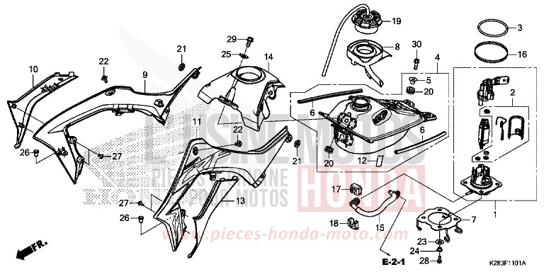 RESERVOIR A CARBURANT (CRF125F/FB K) de CRF125F "Petites Roues" EXTREME RED (R292) 2019